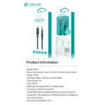Καλώδιο Ήχου Woven Devia EC620 USB C σε 3.5mm 1m Ipure Μαύρο | Shopin.gr