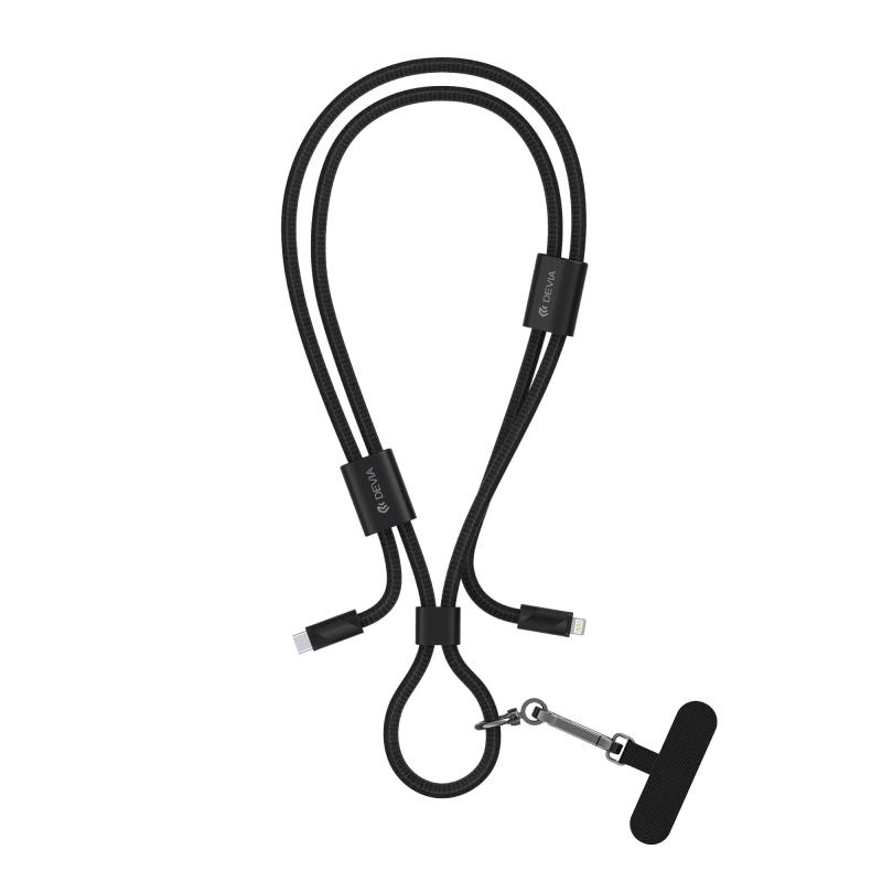 Καλώδιο Σύνδεσης USB 2.0 Woven Adjustable Lanyard Devia EC429 USB C σε Lightning PD 27W 1.6m Cable Pro5 Μαύρο | Shopin.gr