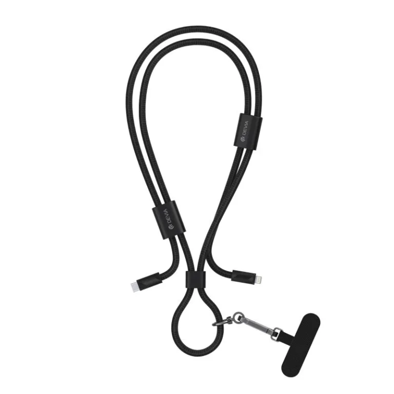 Καλώδιο Σύνδεσης USB 2.0 Woven Adjustable Lanyard Devia EC429 USB C σε Lightning PD 27W 1.6m Cable Pro5 Μαύρο | Shopin.gr
