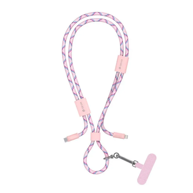 Καλώδιο Σύνδεσης USB 2.0 Woven Adjustable Lanyard Devia EC429 USB C σε Lightning PD 27W 1.6m Cable Pro5 Ροζ | Shopin.gr