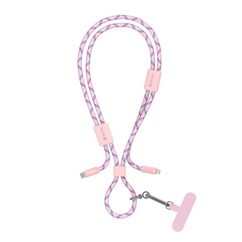 Καλώδιο Σύνδεσης USB 2.0 Woven Adjustable Lanyard Devia EC429 USB C σε Lightning PD 27W 1.6m Cable Pro5 Ροζ | Shopin.gr