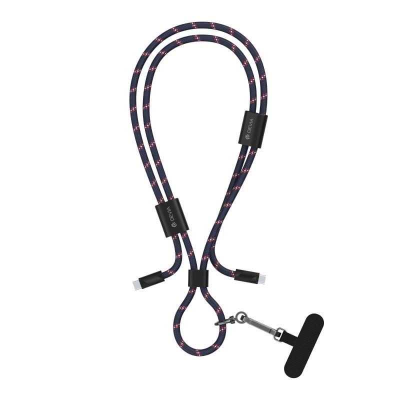 Καλώδιο Σύνδεσης USB 2.0 Woven Adjustable Lanyard Devia EC428 USB C σε USB C PD 60W 1.6m Cable Pro5 Σκούρο Μπλε | Shopin.gr