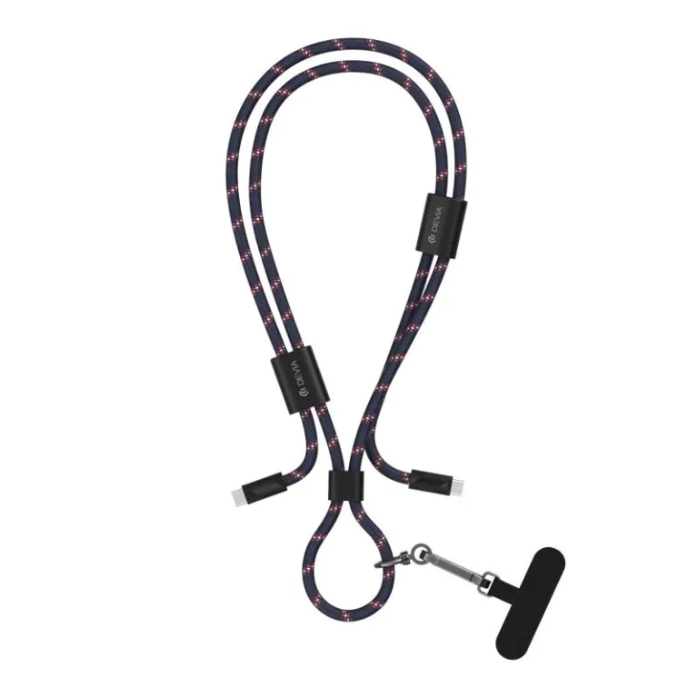 Καλώδιο Σύνδεσης USB 2.0 Woven Adjustable Lanyard Devia EC428 USB C σε USB C PD 60W 1.6m Cable Pro5 Σκούρο Μπλε | Shopin.gr