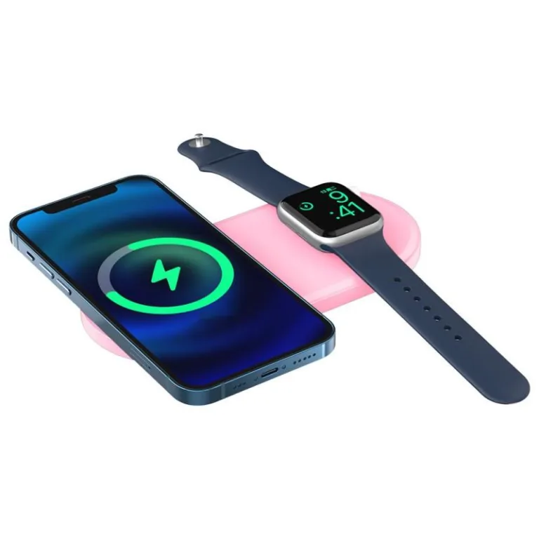 Επιτραπέζια Βάση AhaStyle PT135 για Φορτιστή MagSafe Apple iPhone & Apple Watch Silicon 2in1 Ροζ | Shopin.gr