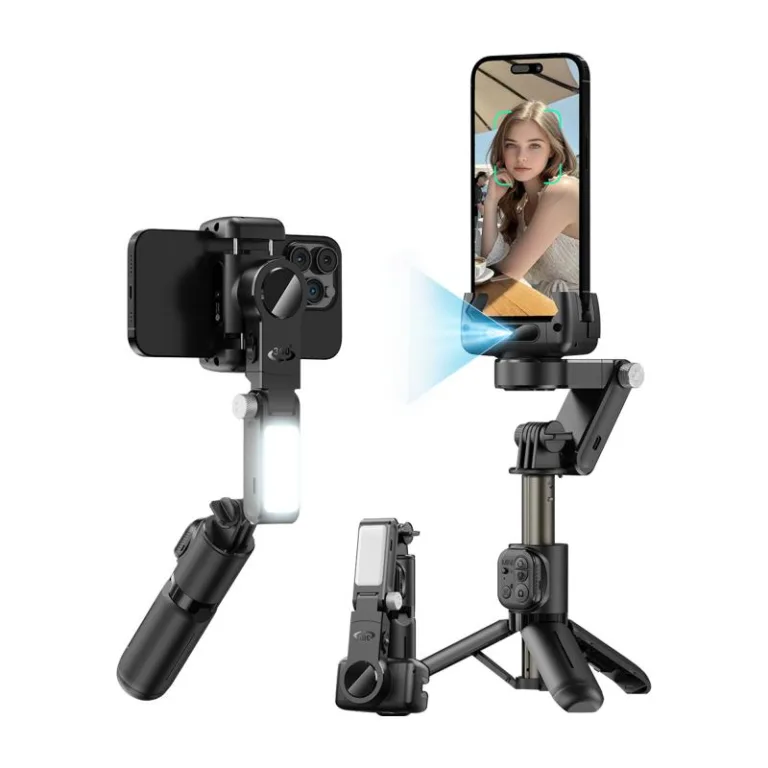 Gimbal & Τρίποδο Devia Q19 με AI Tracking για Smartphones Πλάτους 37 έως 90mm Ultra1 Μαύρο | Shopin.gr