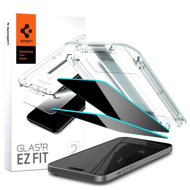 Tempered Glass Full Face Spigen Glas.tR EZ-FIT Privacy Apple iPhone 15/ 16 (2 τεμ.) | Shopin.gr