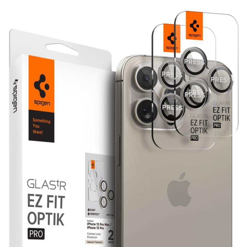 Προστατευτικό Κάλυμμα Κάμερας Spigen Optik.tR EZ-FIT για Τζαμάκι Κάμερας Apple iPhone14 Pro/ 14 Pro Max/ 15 Pro/ 15 Pro Max/ 16 Pro/ 16 Pro Max/ 17 Pro/ 17 Pro Max Natural Τιτάνιο (2 τεμ.) | Shopin.gr