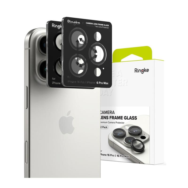 Tempered Glass Ringke Lens Frame για Τζαμάκι Κάμερας Apple iPhone 16 Pro/ 16 Pro Max/ 17 Pro/ 17 Pro Max Μαύρο (2 τεμ.) | Shopin.gr
