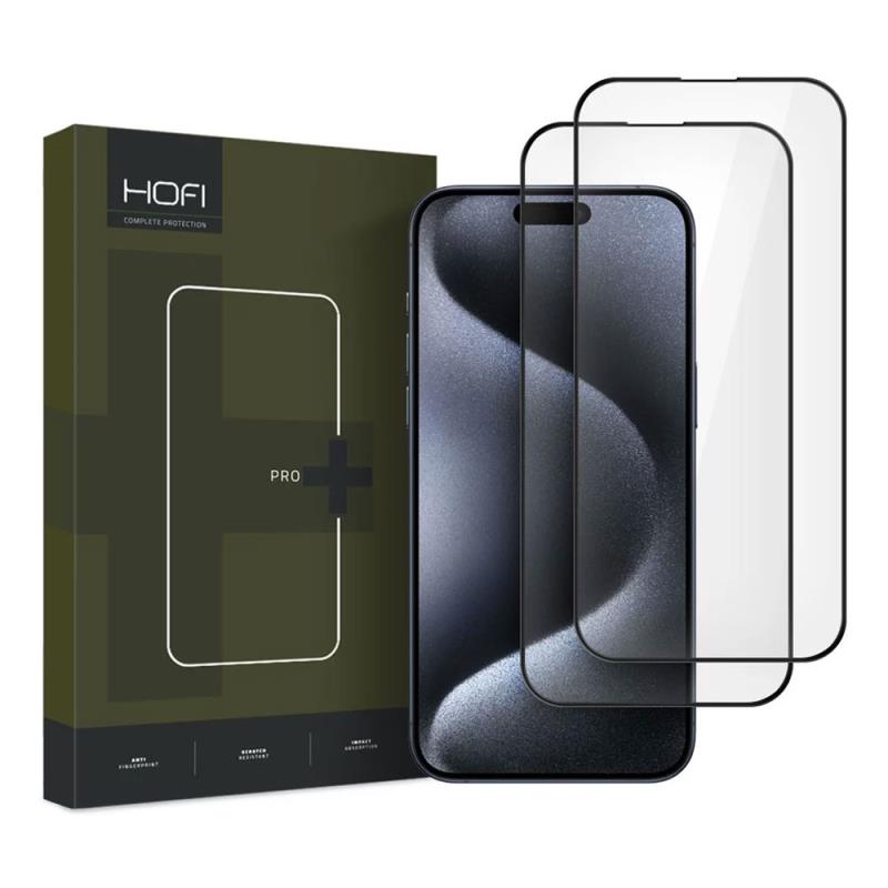 Tempered Glass Full Face Hofi Pro+ Apple iPhone 16 Pro/ 17/ 17 Pro Μαύρο (2 τεμ.) | Shopin.gr