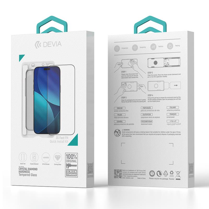 Tempered Glass Crystal Diamond Hardness Devia Apple iPhone 17 Pro Max με Βοηθητικό Εργαλείο Van Μαύρο (1 τεμ.) | Shopin.gr