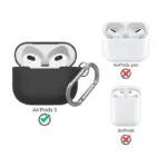 Θήκη Σιλικόνης AhaStyle PT148 Apple AirPods 3 Premium με Γάντζο Μαύρο | Shopin.gr