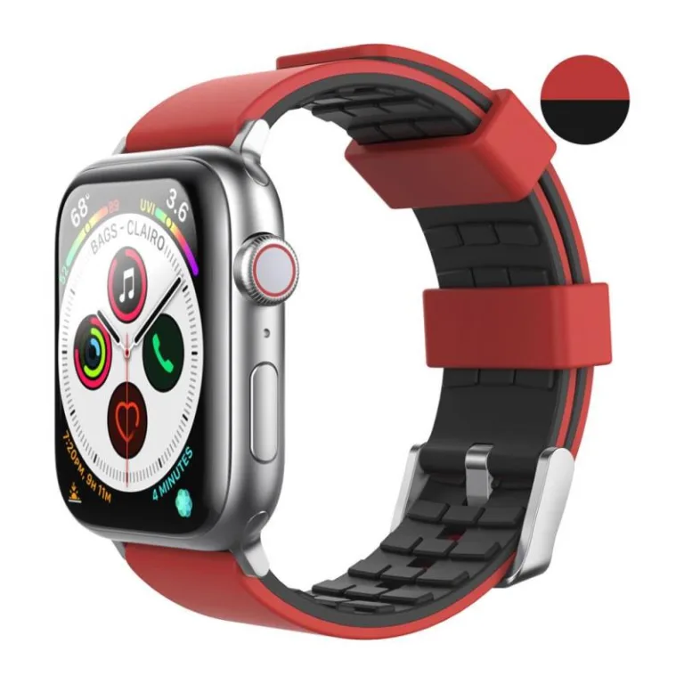 Λουράκι Σιλικόνης Ahastyle WA11 Duotone Premium Silicone Apple Watch (38/ 40/ 41mm) Σκούρο Κόκκινο-Μαύρο | Shopin.gr