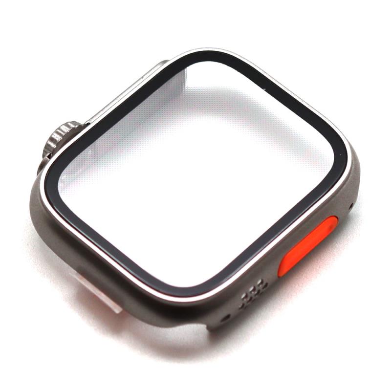 Θήκη Glass & PC inos Apple Watch 7/ 8/ 9  45mm Upgrade to Ultra Ασημί | Shopin.gr
