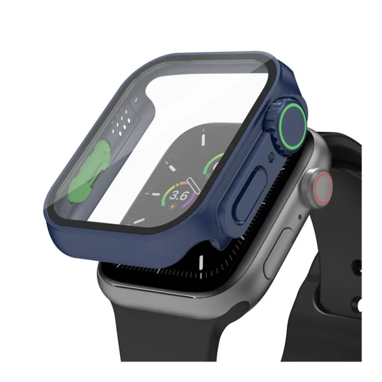 Θήκη PC με Tempered Glass Ahastyle WG115 Apple Watch 7/ 8/ 9 45mm Upgrade σε Ultra Μπλε | Shopin.gr