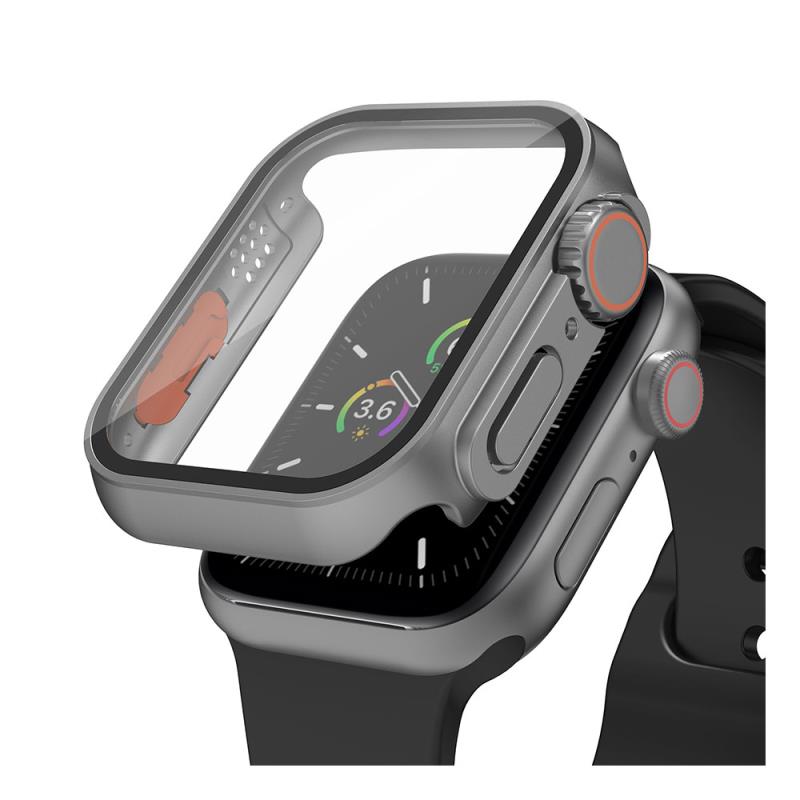 Θήκη PC με Tempered Glass Ahastyle WG115 Apple Watch 7/ 8/ 9 45mm Upgrade σε Ultra Γκρι | Shopin.gr