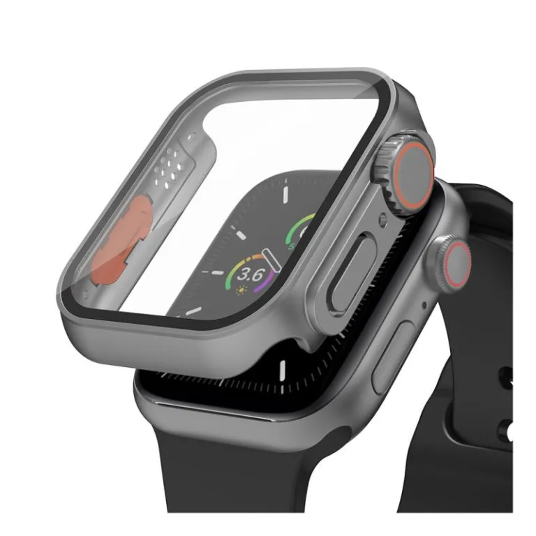 Θήκη PC με Tempered Glass Ahastyle WG115 Apple Watch 7/ 8/ 9 45mm Upgrade σε Ultra Γκρι | Shopin.gr