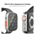 Θήκη PC με Tempered Glass Ahastyle WG115 Apple Watch 7/ 8/ 9 45mm Upgrade σε Ultra Ασημί | Shopin.gr