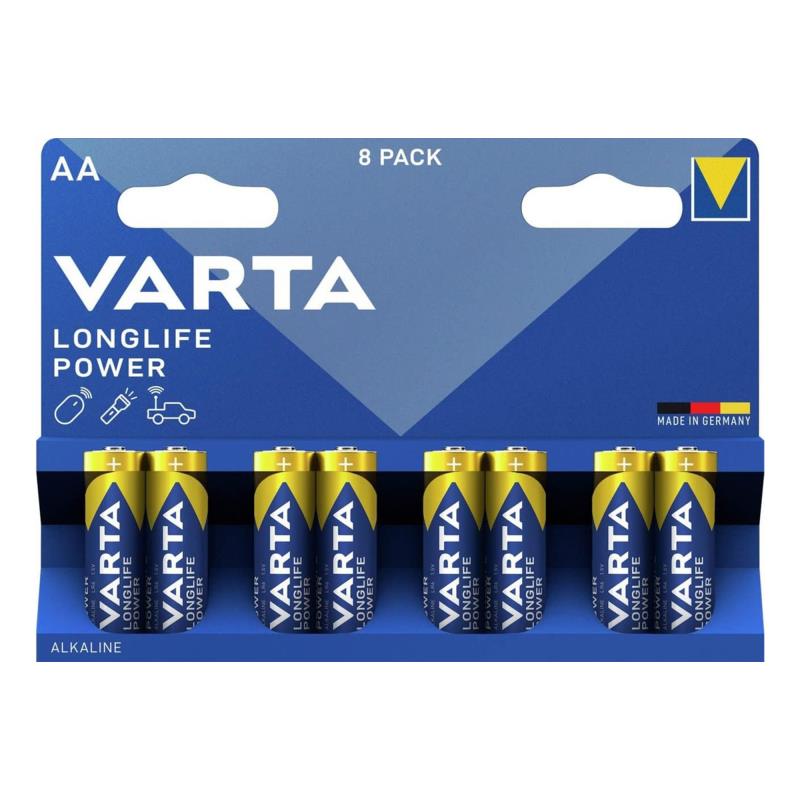 Μπαταρία Alkaline Varta Longlife Power AA LR06 Plastic Free (8 τεμ.) | Shopin.gr