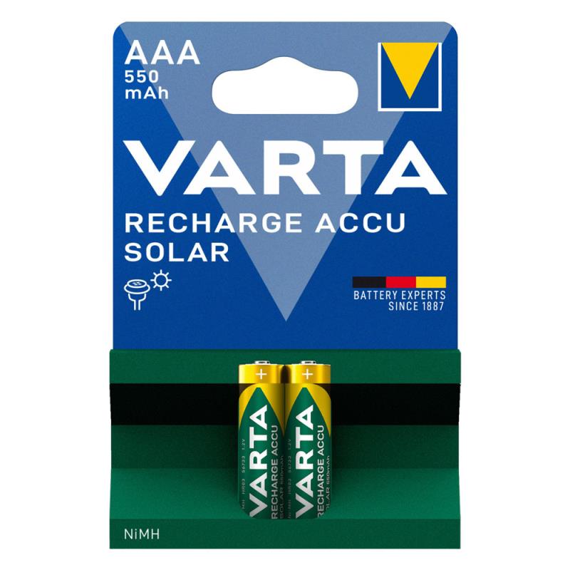 Μπαταρία Επαναφορτιζόμενη Varta AAA 550mAh NiMH Solar (2 τεμ.) | Shopin.gr