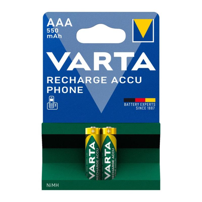 Μπαταρία Επαναφορτιζόμενη Varta AAA 550mAh NiMH Phone (2 τεμ.) | Shopin.gr