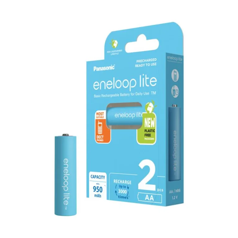 Μπαταρία Επαναφορτιζόμενη Panasonic Eneloop Lite AA 950mAh NiMH (2 τεμ.) | Shopin.gr