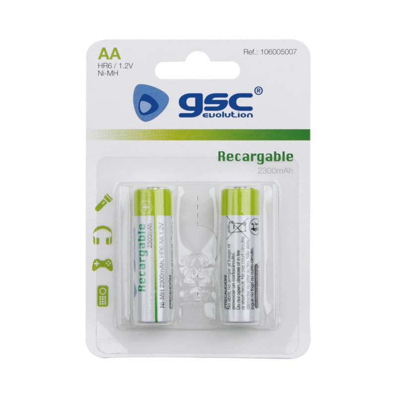Μπαταρία Επαναφορτιζόμενη GSC Ni-MH AA 2300mAh HR06 1.2V (2 τεμ.) | Shopin.gr