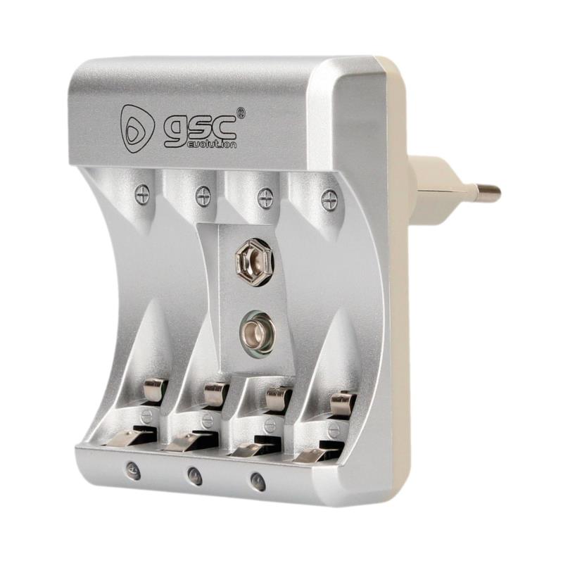 Φορτιστής Μπαταριών GSC για έως 4 Μπαταρίες ΑΑ/ΑΑΑ & 1x9V Ασημί | Shopin.gr