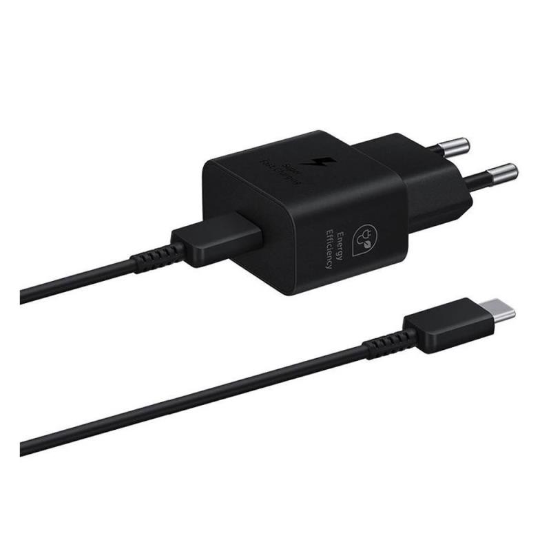 Φορτιστής Ταξιδίου Ταχείας Φόρτισης Samsung EP-T2510XBEG με Έξοδο USB C 25W 3A & Καλώδιο USB C Μαύρο | Shopin.gr