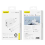 Φορτιστής Ταξιδίου Ταχείας Φόρτισης Foneng GaN10-EU με Τριπλή Έξοδο USB A & 2xUSB C GaN 65W & Καλώδιο USB C σε USB C 1m Λευκό | Shopin.gr