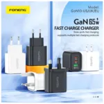 Φορτιστής Ταξιδίου Ταχείας Φόρτισης Foneng GaN10-EU με Τριπλή Έξοδο USB A & 2xUSB C GaN 65W & Καλώδιο USB C σε USB C 1m Λευκό | Shopin.gr