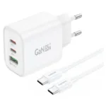 Φορτιστής Ταξιδίου Ταχείας Φόρτισης Foneng GaN10-EU με Τριπλή Έξοδο USB A & 2xUSB C GaN 65W & Καλώδιο USB C σε USB C 1m Λευκό | Shopin.gr