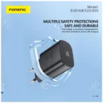 Φορτιστής Ταξιδίου Ταχείας Φόρτισης Foneng EU51 με Έξοδο USB C GaN 25W 3A & Καλώδιο USB C σε USB C 1m Μαύρο | Shopin.gr