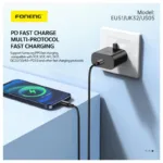 Φορτιστής Ταξιδίου Ταχείας Φόρτισης Foneng EU51 με Έξοδο USB C GaN 25W 3A & Καλώδιο USB C σε USB C 1m Μαύρο | Shopin.gr