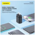 Φορτιστής Ταξιδίου Ταχείας Φόρτισης Foneng EU51 με Έξοδο USB C GaN 25W 3A & Καλώδιο USB C σε USB C 1m Μαύρο | Shopin.gr
