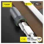 Φορτιστής Αυτοκινήτου Ταχείας Φόρτισης Foneng C16 με Διπλή Έξοδο USB A & USB C 30W Γκρι | Shopin.gr
