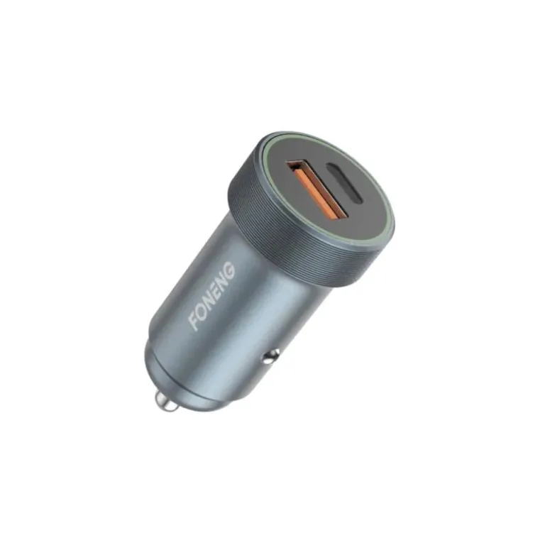 Φορτιστής Αυτοκινήτου Ταχείας Φόρτισης Foneng C16 με Διπλή Έξοδο USB A & USB C 30W Γκρι | Shopin.gr