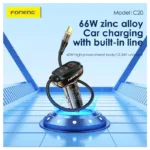 Φορτιστής Αυτοκινήτου Ταχείας Φόρτισης Foneng C20 με Τριπλή Έξοδο USB A & 2xUSB C 66W & Ενσωματωμένο Καλώδιο USB C Μαύρο | Shopin.gr