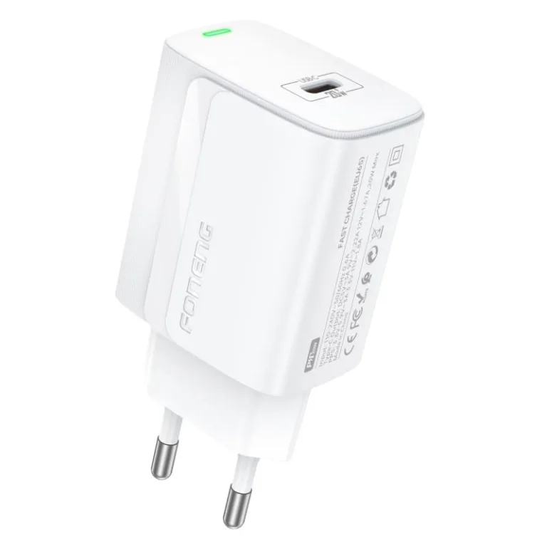 Φορτιστής Ταξιδίου Ταχείας Φόρτισης Foneng EU65 με Έξοδο USB C PD 20W 3A Λευκό | Shopin.gr