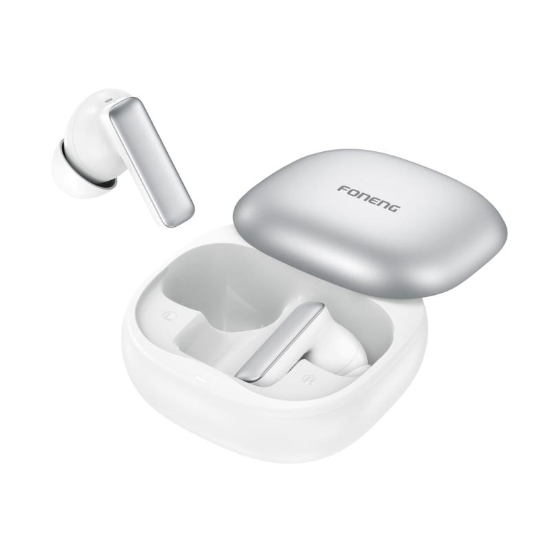 True Wireless Ακουστικά Bluetooth Foneng BL166 Sliding-Lid ANC+ENC Ασημί | Shopin.gr