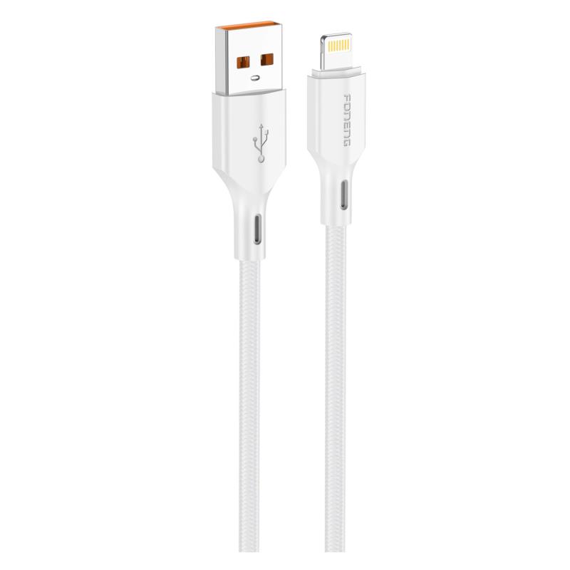 Καλώδιο Σύνδεσης USB 2.0 Foneng XS11 Braided USB A σε Lightning 2.1A 1m Λευκό | Shopin.gr