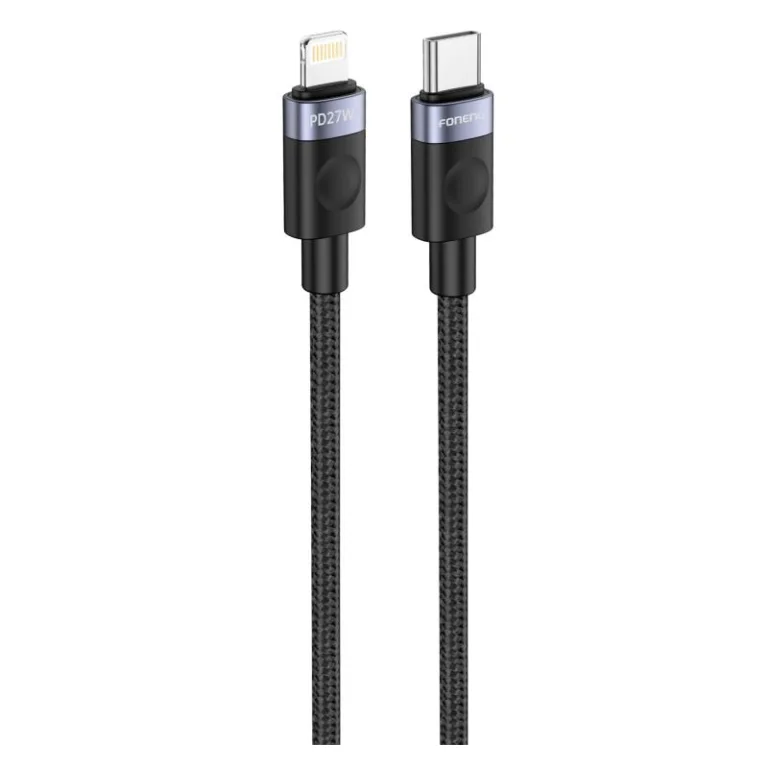 Καλώδιο Σύνδεσης USB 2.0 Foneng X115 Metal Head Braided USB C σε Lightning PD 27W 1m Μαύρο | Shopin.gr