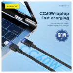 Καλώδιο Σύνδεσης USB 2.0 Foneng X115 Metal Head Braided USB C σε USB C 60W 1m Μαύρο | Shopin.gr