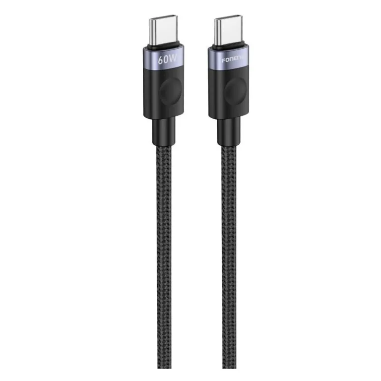 Καλώδιο Σύνδεσης USB 2.0 Foneng X115 Metal Head Braided USB C σε USB C 60W 1m Μαύρο | Shopin.gr