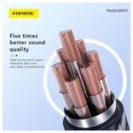 Καλώδιο Ήχου Foneng BM31 Metal Lightning σε 3.5mm 1m Μαύρο | Shopin.gr