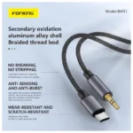 Καλώδιο Ήχου Foneng BM31 Metal Lightning σε 3.5mm 1m Μαύρο | Shopin.gr