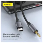 Καλώδιο Ήχου Foneng BM31 Metal Lightning σε 3.5mm 1m Μαύρο | Shopin.gr