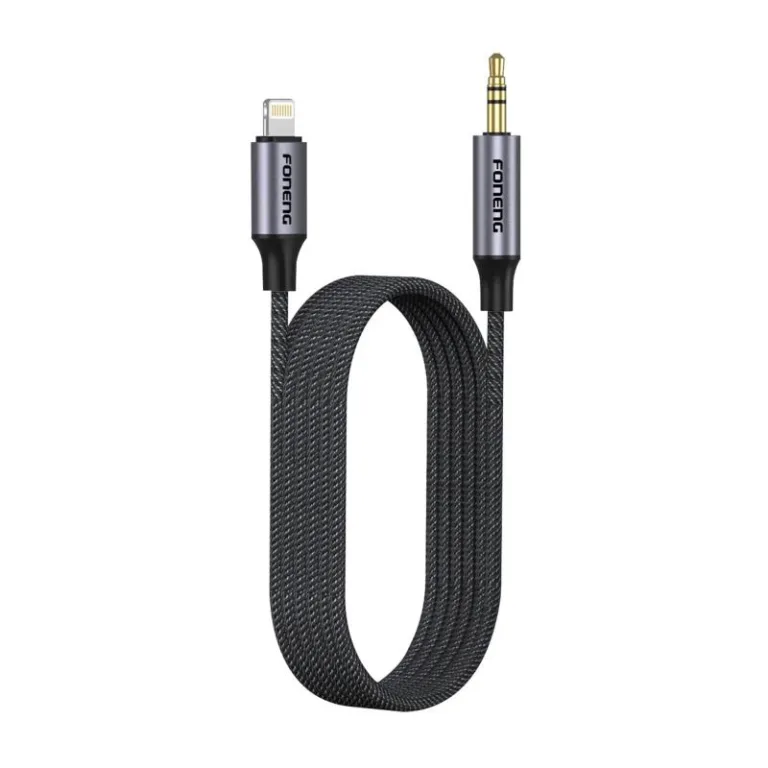 Καλώδιο Ήχου Foneng BM31 Metal Lightning σε 3.5mm 1m Μαύρο | Shopin.gr