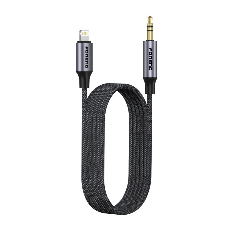 Καλώδιο Ήχου Foneng BM31 Metal Lightning σε 3.5mm 1m Μαύρο | Shopin.gr