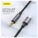 Καλώδιο Ήχου Foneng BM31 Metal USB C σε 3.5mm 1m Μαύρο | Shopin.gr