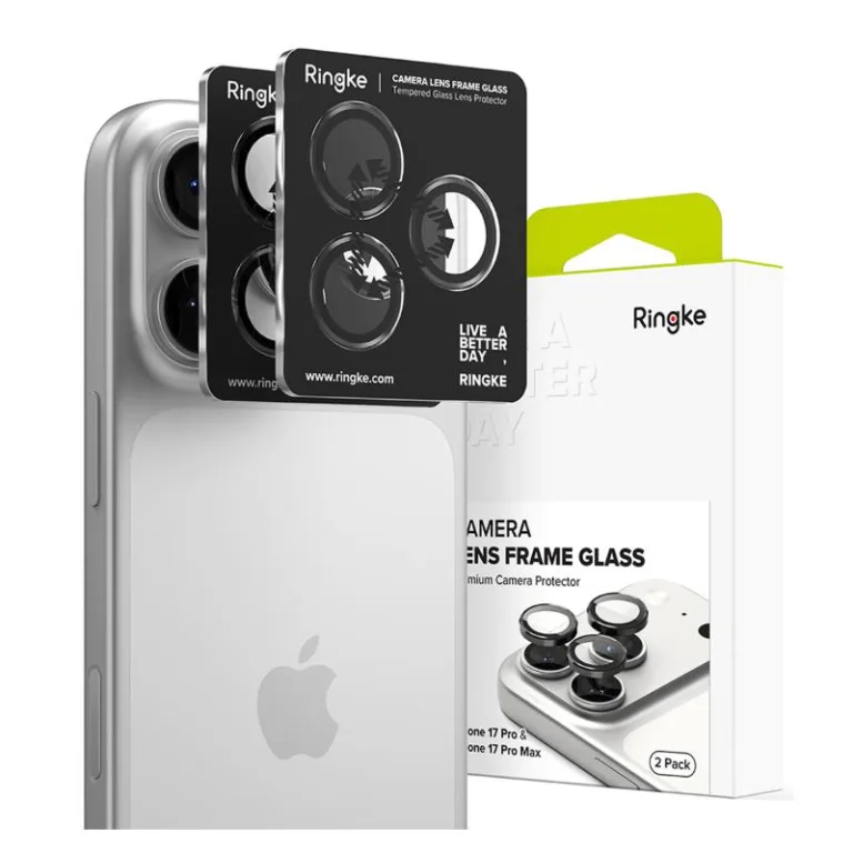 Tempered Glass Ringke Lens Frame για Τζαμάκι Κάμερας Apple iPhone 16 Pro/ 16 Pro Max/ 17 Pro/ 17 Pro Max Μαύρο (2 τεμ.) | Shopin.gr